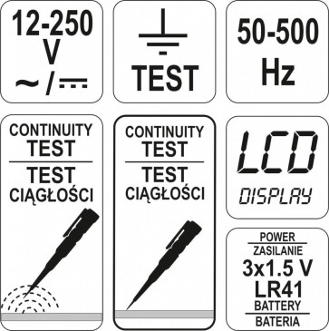 Digitaalne tester 12-250V YATO