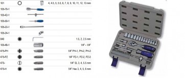 Padrunite 4-13mm ja otsakute PH,PZ,SL,HEX kmpl. 1/4" 35 osa Irimo