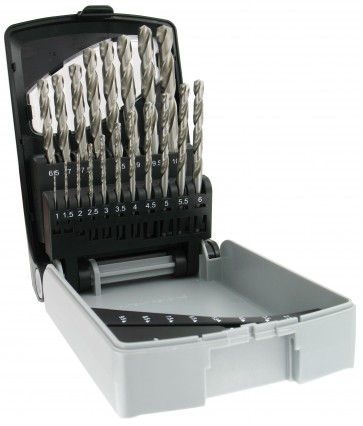 Metallipuuride komplekt E RECTIF HSS Ø1-10 mm, 19 puuri, haljas
