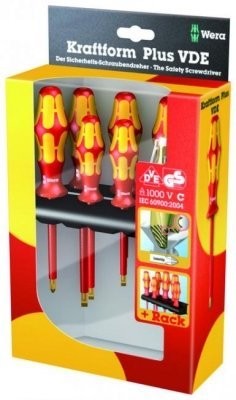 Screwdriver Set 7 pcs. 160 i/7 Rack Schraubendrehersatz Kraftform Plus Serie 100 + Spannungsprüfer + Rack