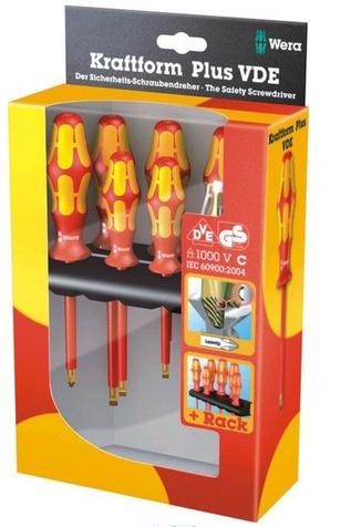 screwdriver set 7 pcs. 160 i/165 i/7 Rack Schraubendrehersatz Kraftform Plus Serie 100 + Spannungsprüfer + Rack