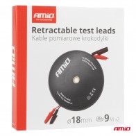 Sissetõmmatav testjuhe 2x9m krokodillidega Amio