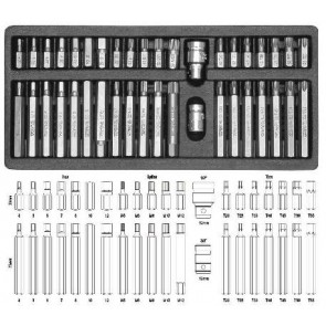 Otsikute 40-osaline komplekt, 6-kant, TORX, 12-tähik, CrV