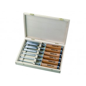 Puidust käepidemega peitlite kmpl 6, 10, 12, 18, 25 ja 32mm 6 osa puidust karbis