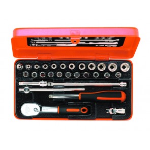 Socket set 1/4" in metal case 28 pcs
