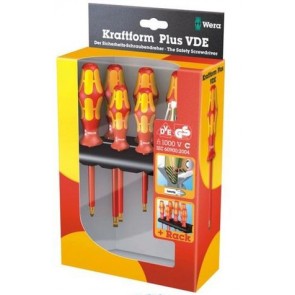 screwdriver set 7 pcs. 160 i/165 i/7 Rack Schraubendrehersatz Kraftform Plus Serie 100 + Spannungsprüfer + Rack